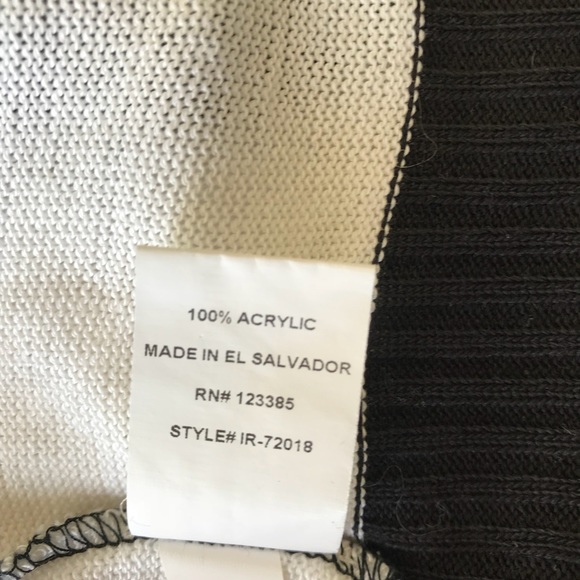 Black white striped check printed cardigan shawl collar waterfall Sz S - Picture 6 of 6